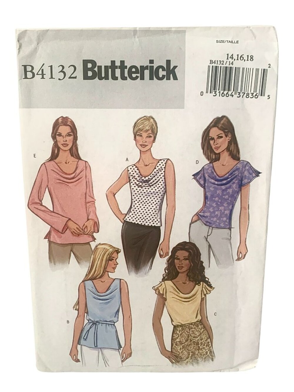 Butterick B6567 Pattern Misses Petite Top & Belt Uncut Size 14 16 18
